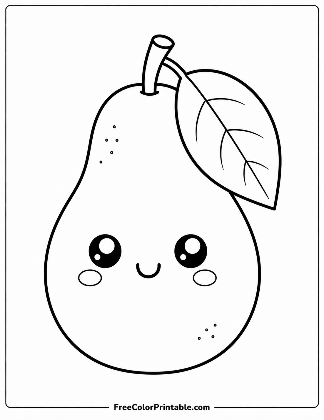 Kawaii pear coloring page Coloring Page — Free Printable — free printable coloring page